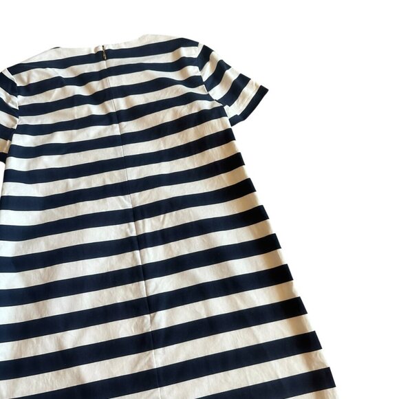 Draper James White Navy Stripe Shift Dress Nautical Vacation Travel Size 6 Women - Picture 8 of 10